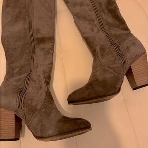 Faryl by Faryl Robin Suede Taupe Gray Knee High Anthropologie Boots.